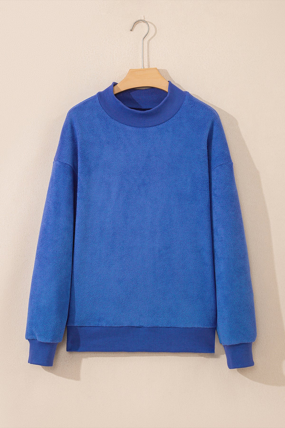 Light Pink Oversize Drop Shoulder Reversible Mock Neck Sweatshirt