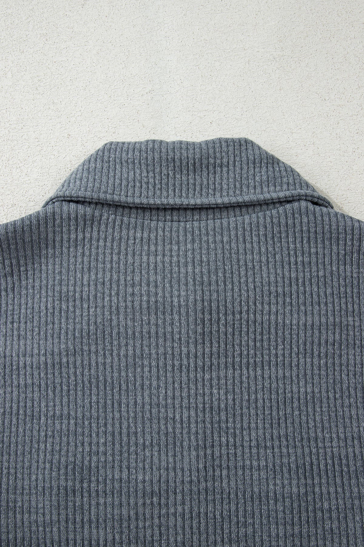 Medium Grey Ribbed Knit Buttons Front Flap Pocket Casual Shacket