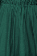 Green-2 Solid Color Shirred Bubble Sleeve Off Shoulder Babydoll Dress