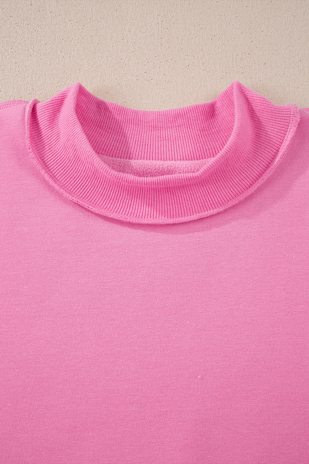 Light Pink Oversize Drop Shoulder Reversible Mock Neck Sweatshirt