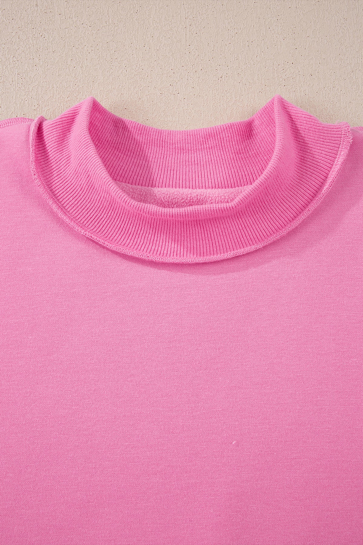 Light Pink Oversize Drop Shoulder Reversible Mock Neck Sweatshirt