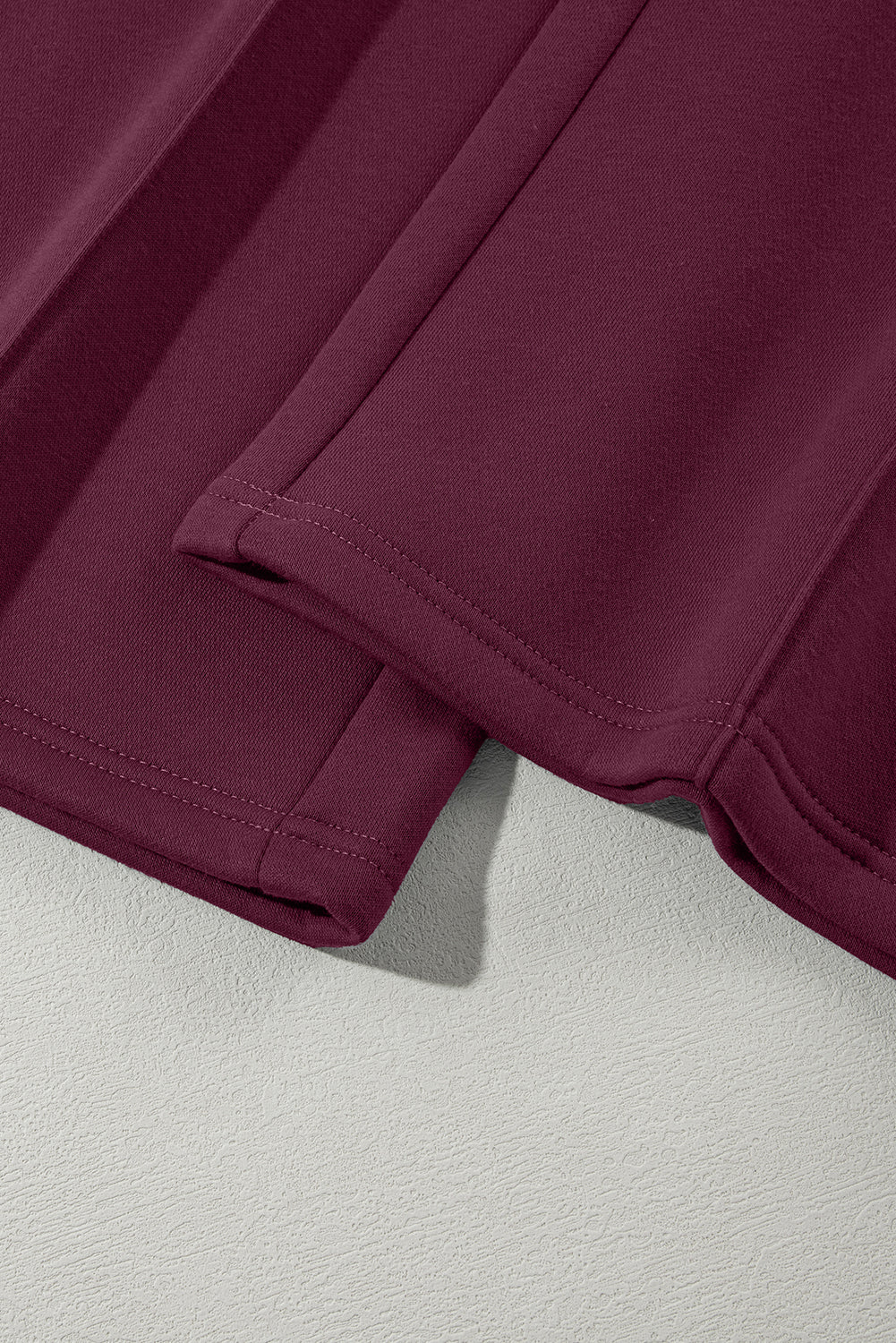 Burgundy Drop Shoulder Zip Up Jacket Drawstring Pants Active 2pcs Set