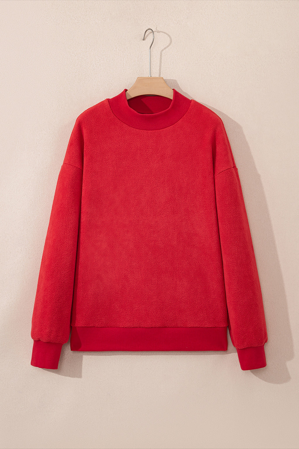 Light Pink Oversize Drop Shoulder Reversible Mock Neck Sweatshirt