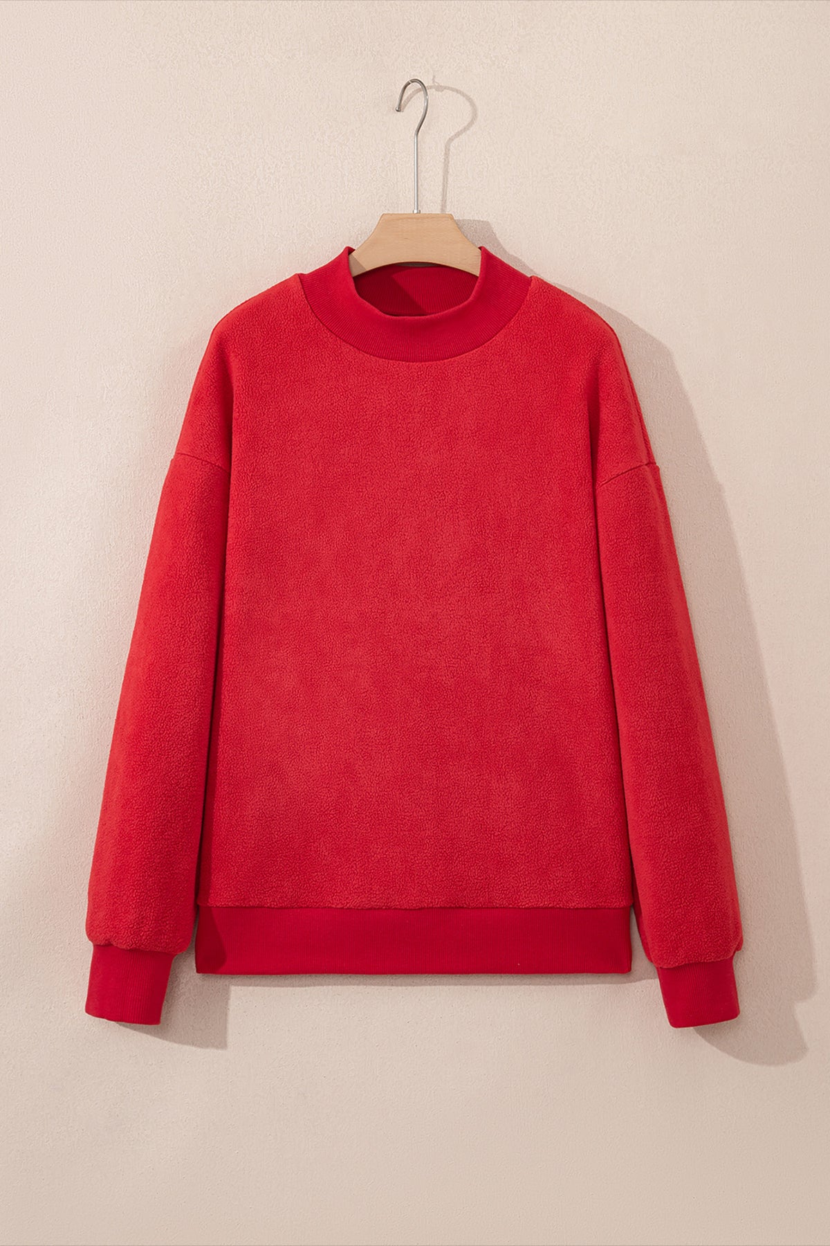 Light Pink Oversize Drop Shoulder Reversible Mock Neck Sweatshirt