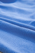 Sky Blue Solid Color Elastic Waist Casual Skort