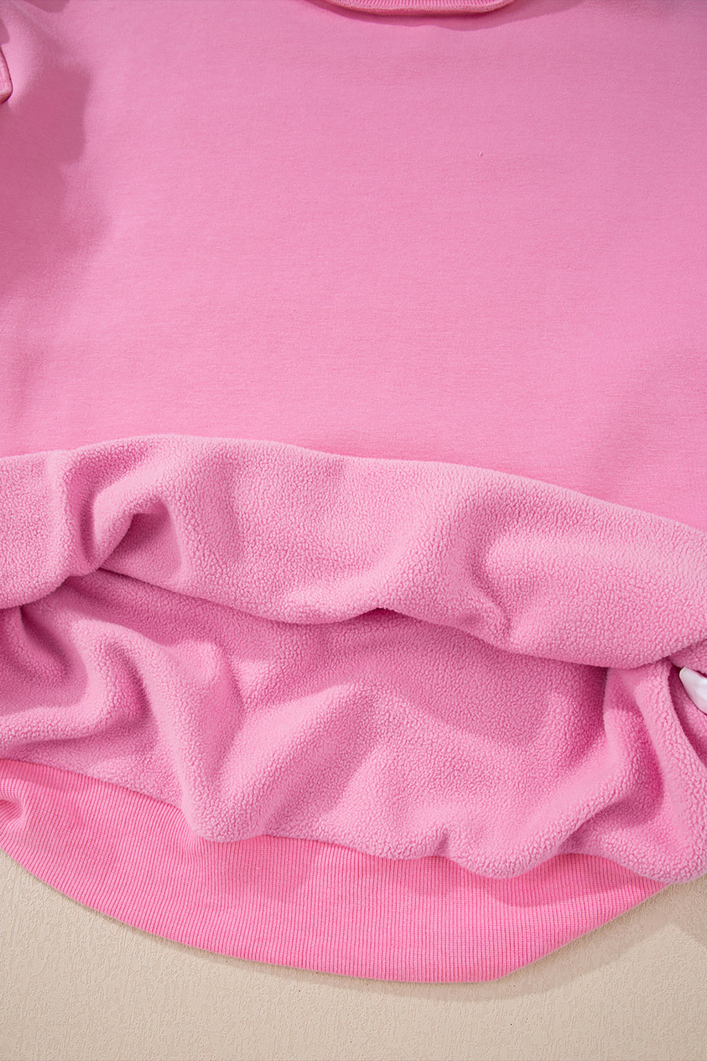 Light Pink Oversize Drop Shoulder Reversible Mock Neck Sweatshirt
