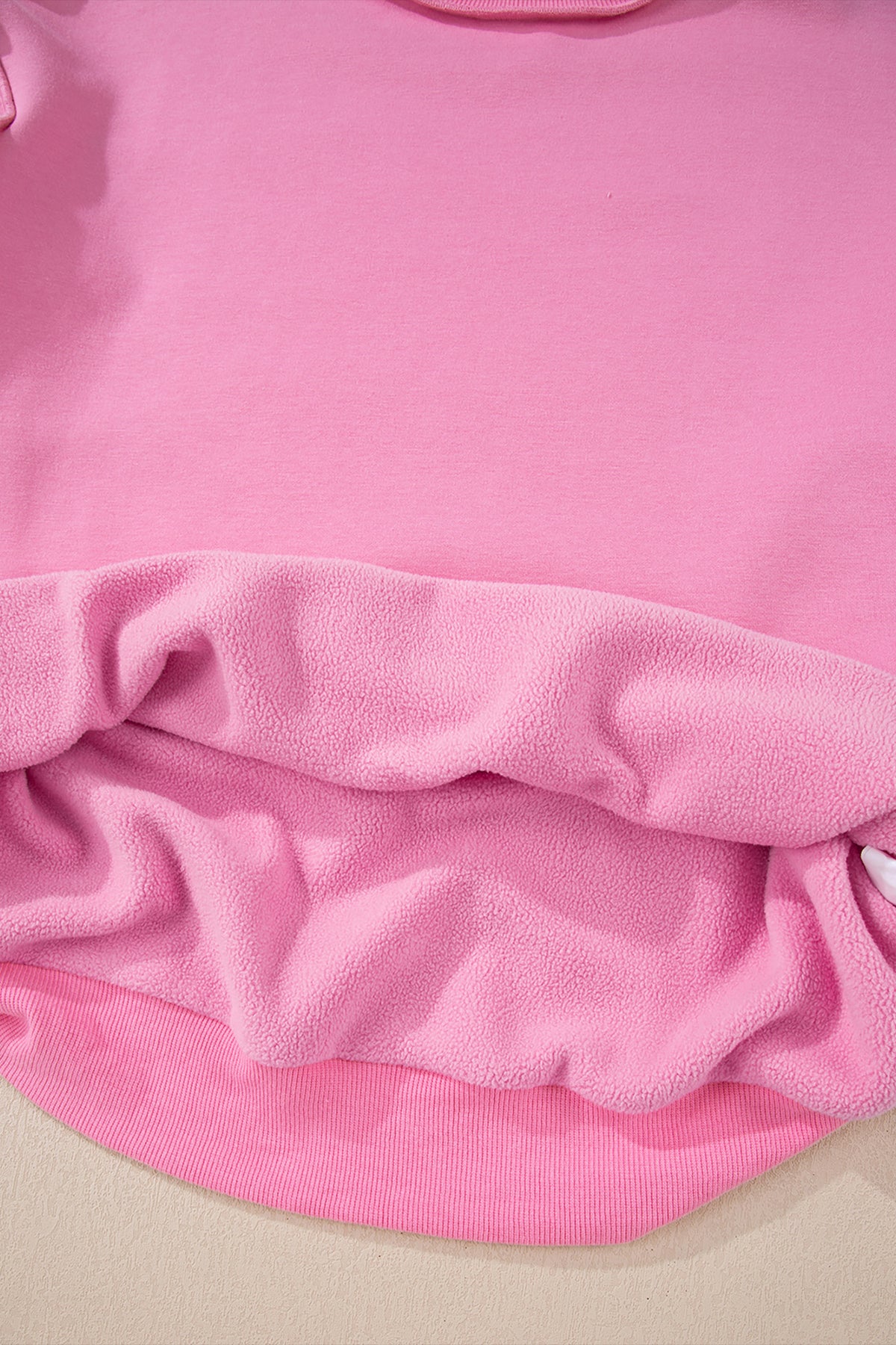 Light Pink Oversize Drop Shoulder Reversible Mock Neck Sweatshirt
